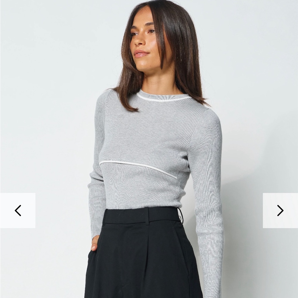 Apero Maternity Rowe Knit Top Grey M NWT